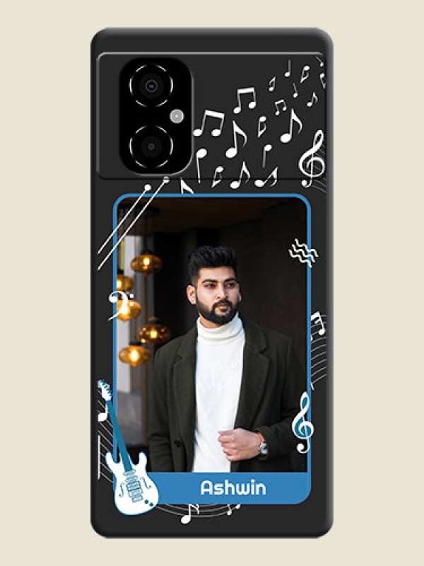 Custom Musical Theme Design with Text on Photo on Space Black Soft Matte Mobile Case - Poco M4 5G