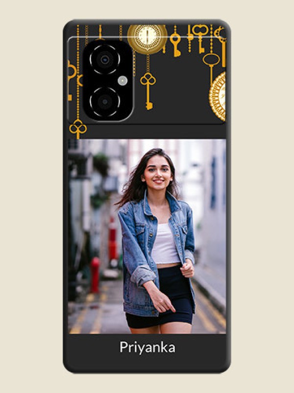 Custom Decorative Design with Text on Space Black Custom Soft Matte Back Cover - Poco M4 5G