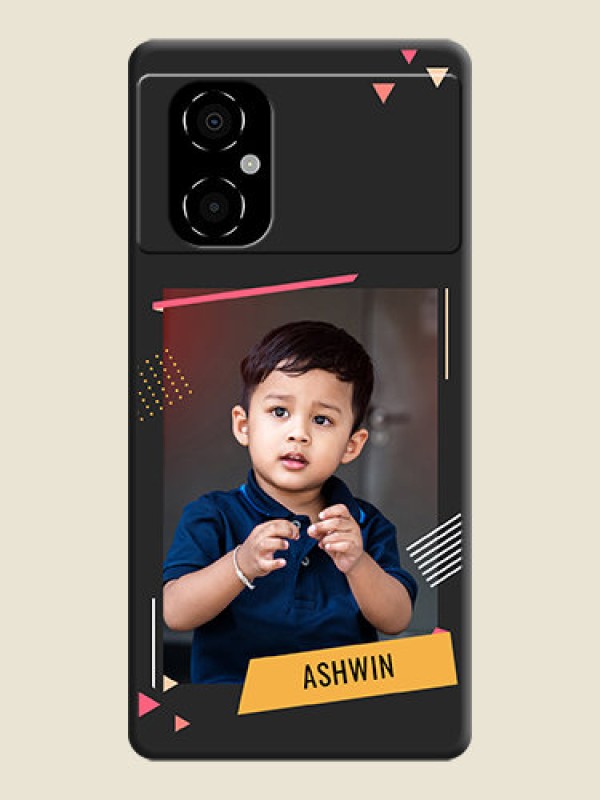 Custom Photo Frame with Triangle Small Dots on Photo on Space Black Soft Matte Back Cover - Poco M4 5G