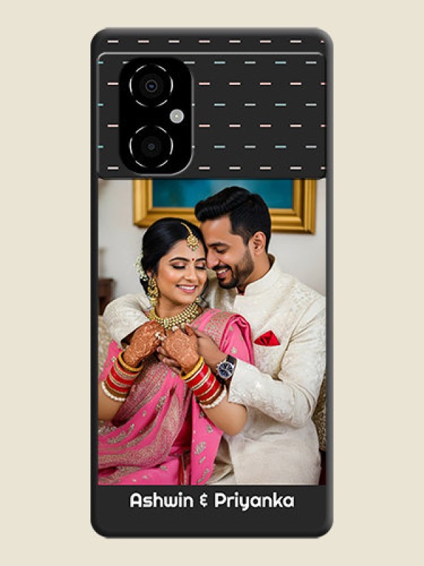 Custom Line Pattern Design with Text on Space Black Custom Soft Matte Phone Back Cover - Poco M4 5G