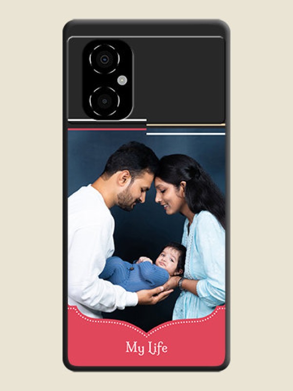 Custom Classic Plain Design with Name on Photo on Space Black Soft Matte Phone Cover - Poco M4 5G