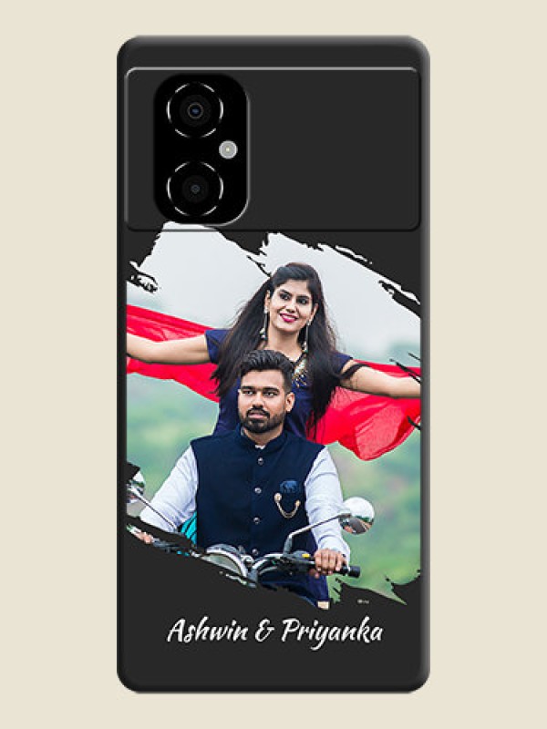 Custom Grunge Brush Strokes on Photo on Space Black Soft Matte Back Cover - Poco M4 5G