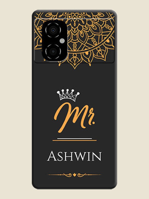 Custom Mr Name with Floral Design  on Personalised Space Black Soft Matte Cases - Poco M4 5G