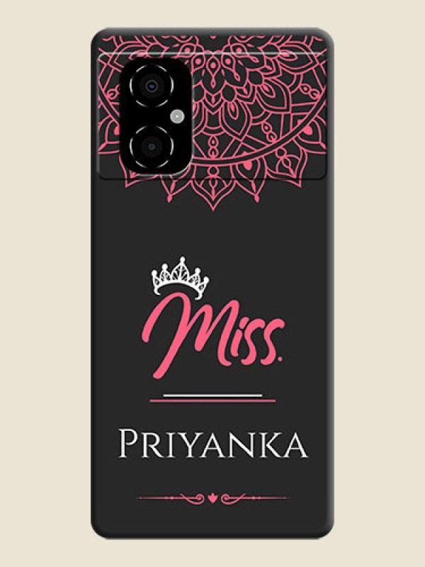 Custom Mrs Name with Floral Design on Space Black Personalized Soft Matte Phone Covers - Poco M4 5G