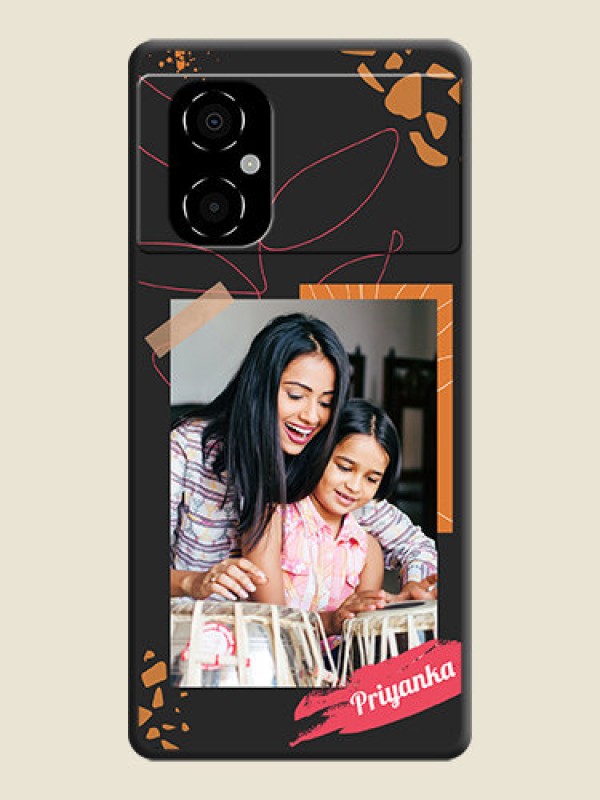 Custom Orange Photo Frame on Space Black Custom Soft Matte Phone Back Cover - Poco M4 5G
