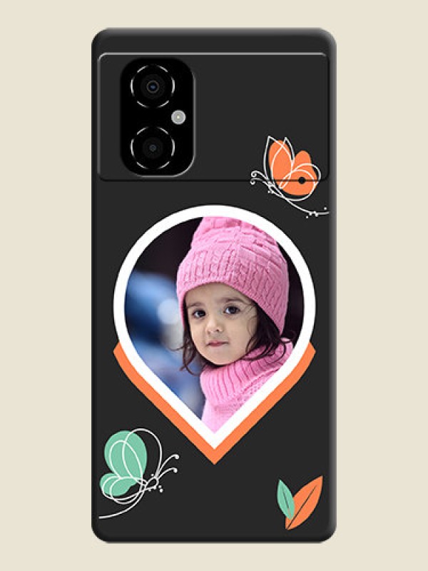 Custom Upload Pic With Simple Butterly Design On Space Black Personalized Soft Matte Phone Covers -Poco M4 5G
