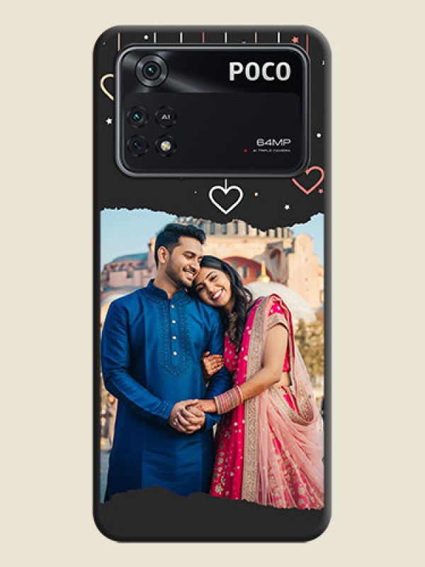 Custom Love Hangings with Splash Wave Picture on Space Black Custom Soft Matte Phone Back Cover - Poco M4 Pro 4G