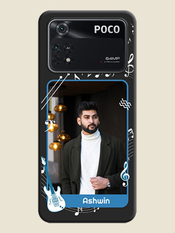 Custom Musical Theme Design with Text on Photo on Space Black Soft Matte Mobile Case - Poco M4 Pro 4G