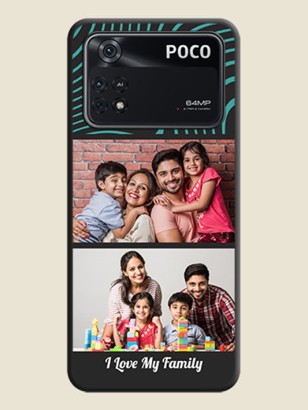 Custom Wave Pattern with 2 Image Holder on Space Black Personalized Soft Matte Phone Covers - Poco M4 Pro 4G