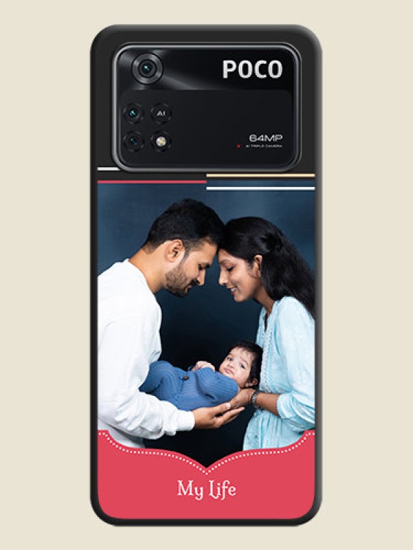 Custom Classic Plain Design with Name on Photo on Space Black Soft Matte Phone Cover - Poco M4 Pro 4G