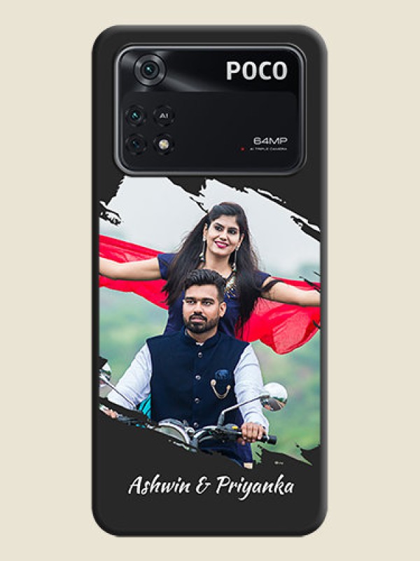 Custom Grunge Brush Strokes on Photo on Space Black Soft Matte Back Cover - Poco M4 Pro 4G