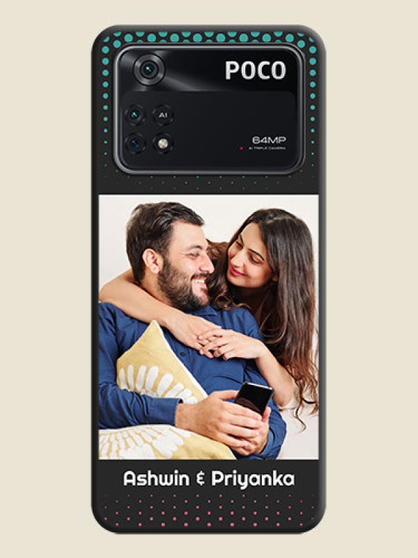 Custom Faded Dots with Grunge Photo Frame and Text on Space Black Custom Soft Matte Phone Cases - Poco M4 Pro 4G