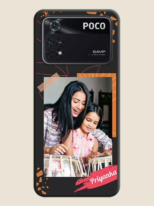 Custom Orange Photo Frame on Space Black Custom Soft Matte Phone Back Cover - Poco M4 Pro 4G