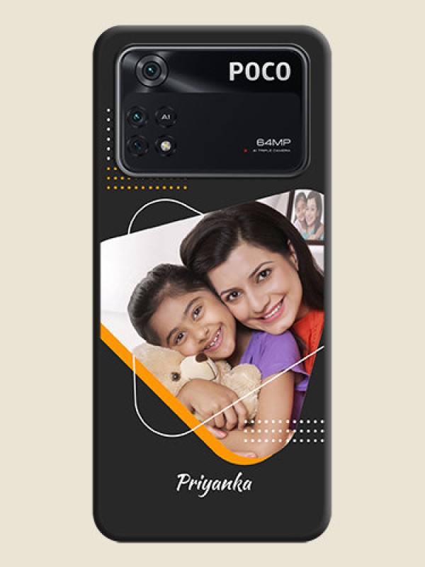 Custom Yellow Triangle on Photo on Space Black Soft Matte Phone Cover - Poco M4 Pro 4G