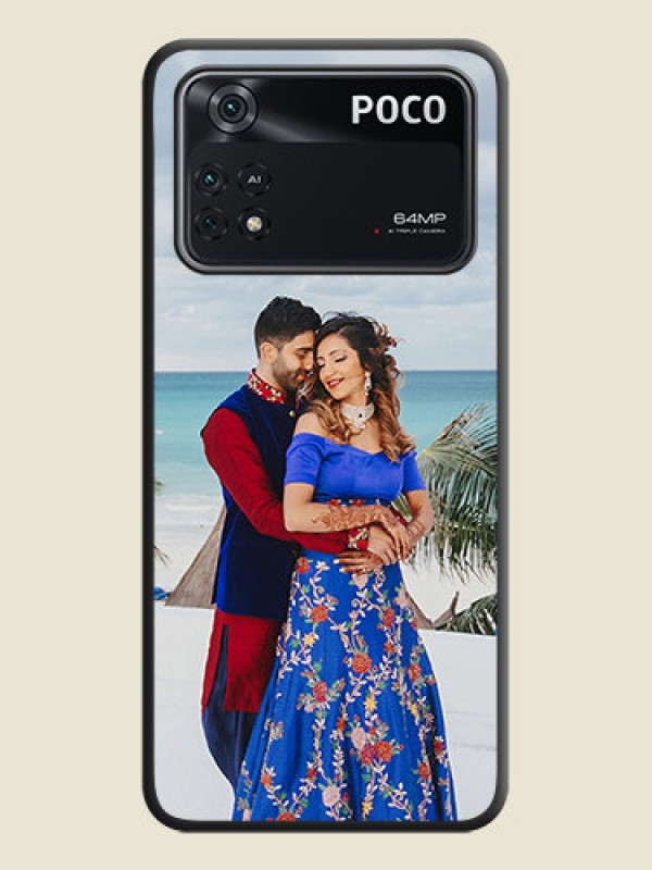 Custom Full Single Pic Upload On Space Black Personalized Soft Matte Phone Covers -Poco M4 Pro 4G