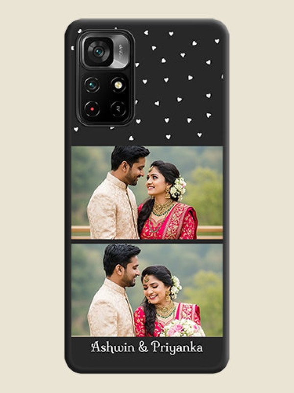 Custom Miniature Love Symbols with Name on Space Black Custom Soft Matte Back Cover - Poco M4 Pro 5G