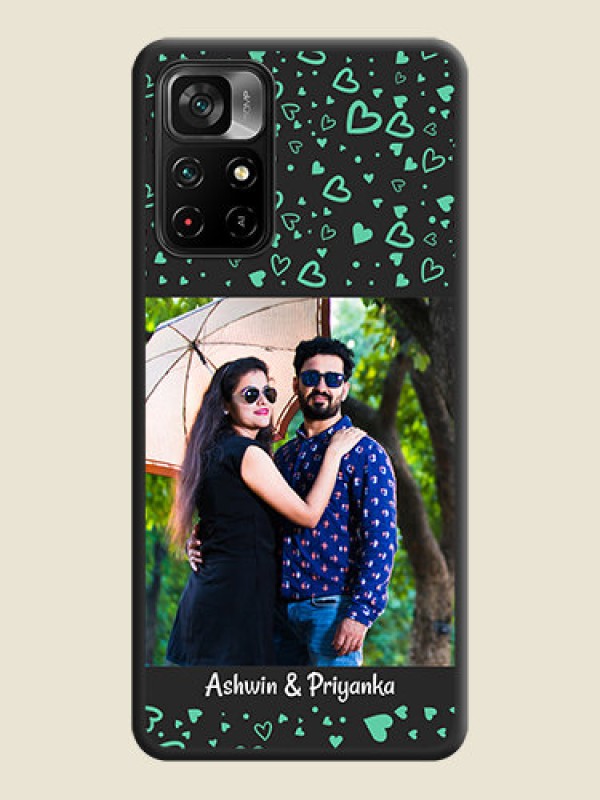 Custom Sea Green Indefinite Love Pattern on Photo on Space Black Soft Matte Mobile Cover - Poco M4 Pro 5G