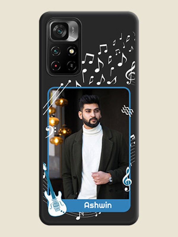 Custom Musical Theme Design with Text on Photo on Space Black Soft Matte Mobile Case - Poco M4 Pro 5G