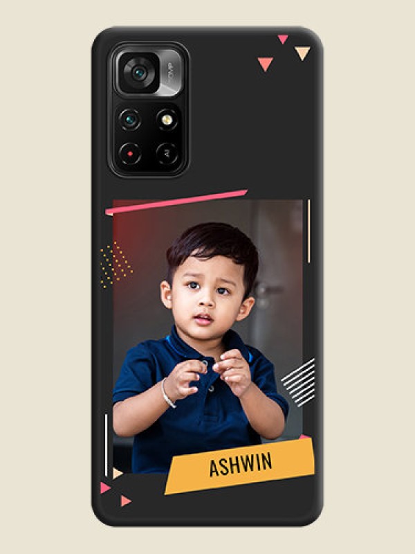 Custom Photo Frame with Triangle Small Dots on Photo on Space Black Soft Matte Back Cover - Poco M4 Pro 5G