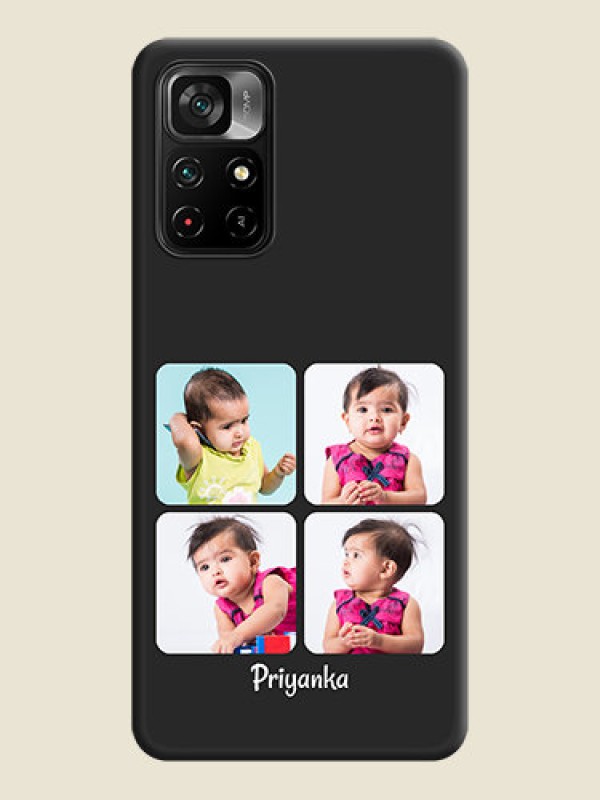 Custom Floral Art with 6 Image Holder on Photo on Space Black Soft Matte Mobile Case - Poco M4 Pro 5G