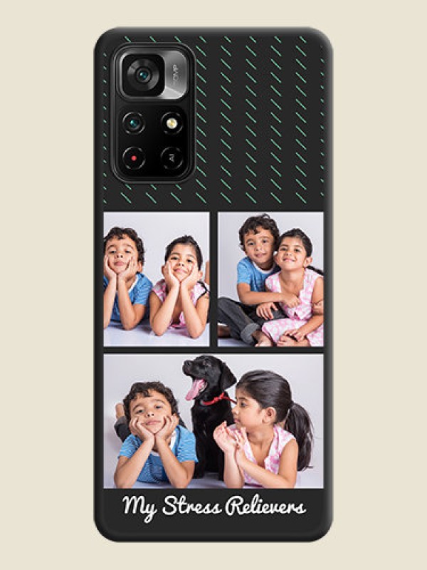 Custom Cross Dotted Pattern with 2 Image Holder  on Personalised Space Black Soft Matte Cases - Poco M4 Pro 5G