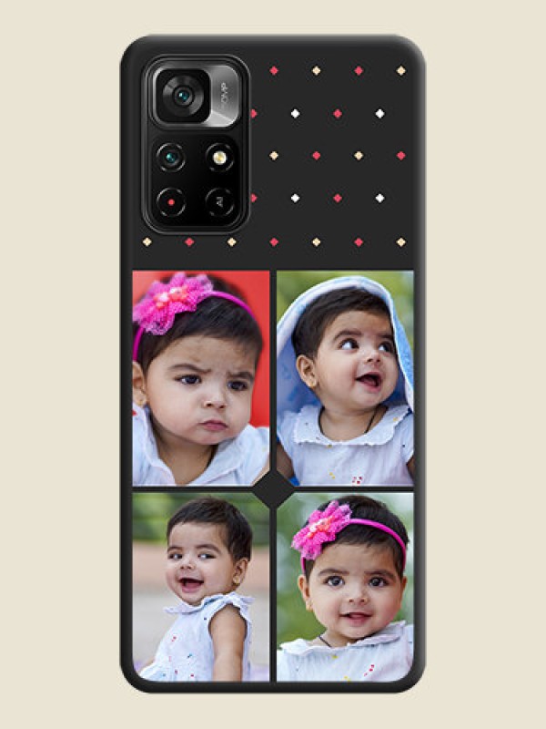 Custom Multicolor Dotted Pattern with 4 Image Holder on Space Black Custom Soft Matte Phone Cases - Poco M4 Pro 5G