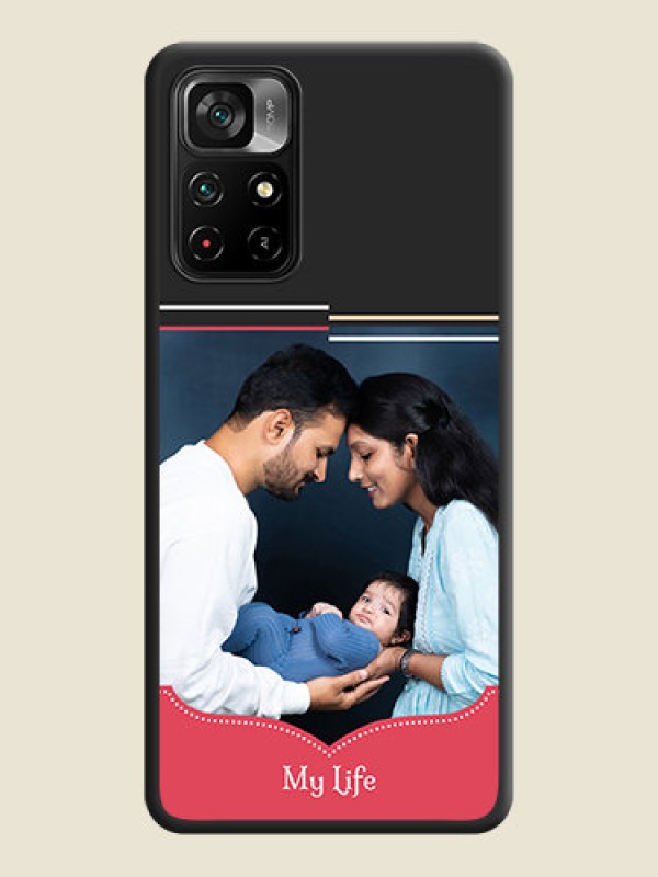 Custom Classic Plain Design with Name on Photo on Space Black Soft Matte Phone Cover - Poco M4 Pro 5G