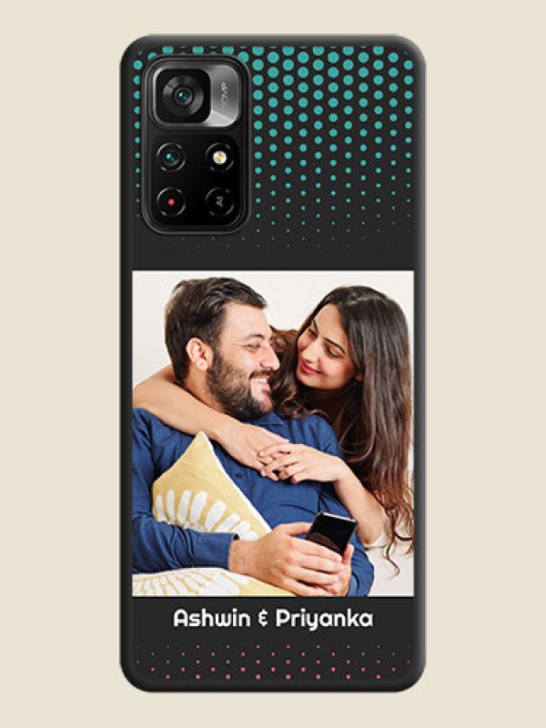 Custom Faded Dots with Grunge Photo Frame and Text on Space Black Custom Soft Matte Phone Cases - Poco M4 Pro 5G