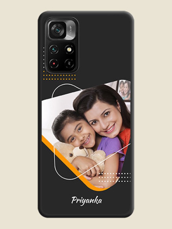 Custom Yellow Triangle on Photo on Space Black Soft Matte Phone Cover - Poco M4 Pro 5G