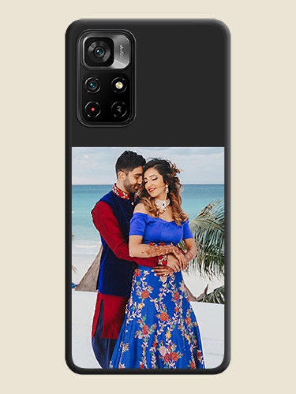 Custom Image Upload With Space Black Color On Custom Soft Matte Mobile Back Cover - Poco M4 Pro 5G