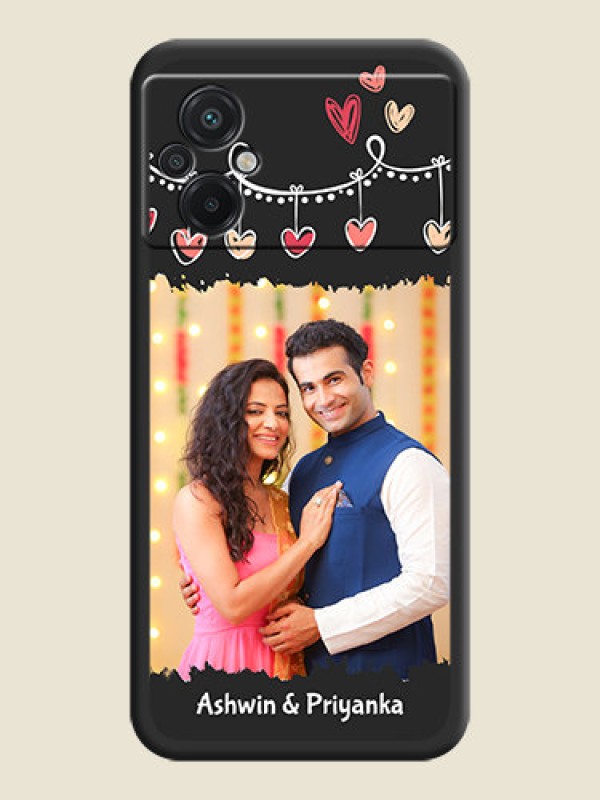 Custom Pink Love Hangings with Name on Space Black Custom Soft Matte Phone Cases - Poco M5