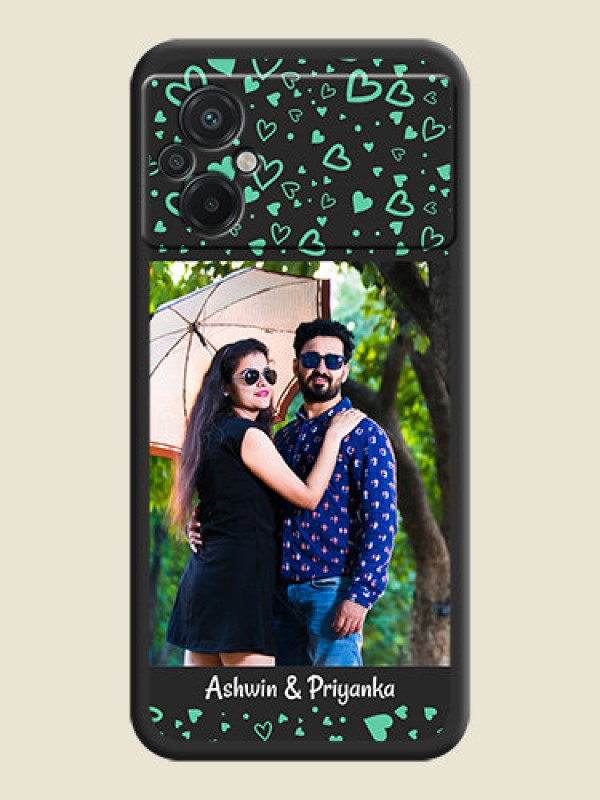 Custom Sea Green Indefinite Love Pattern on Photo on Space Black Soft Matte Mobile Cover - Poco M5