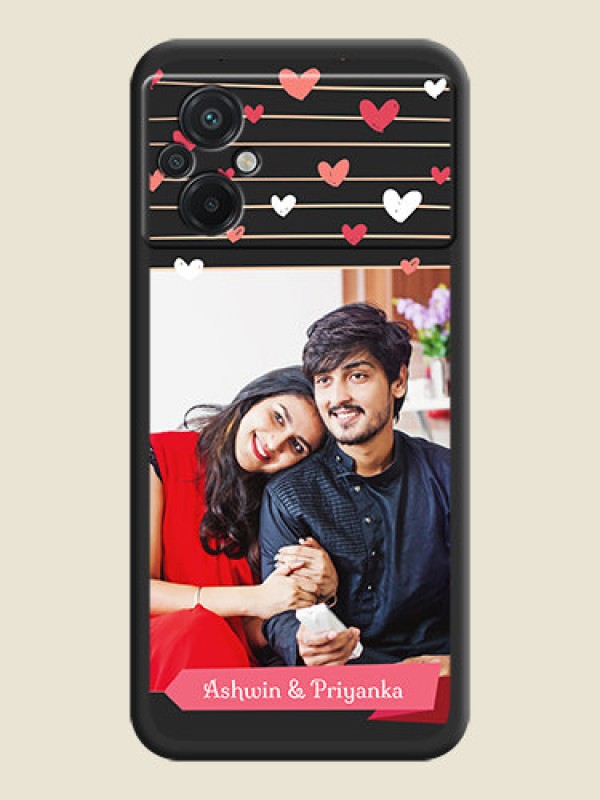 Custom Love Pattern with Name on Pink Ribbon  on Photo on Space Black Soft Matte Back Cover - Poco M5