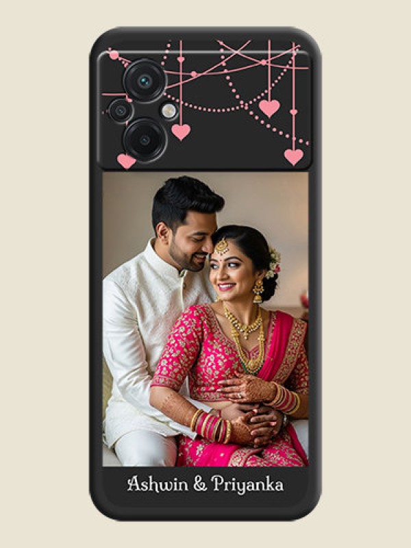 Custom Pink Love Hangings with Text on Space Black Custom Soft Matte Back Cover - Poco M5
