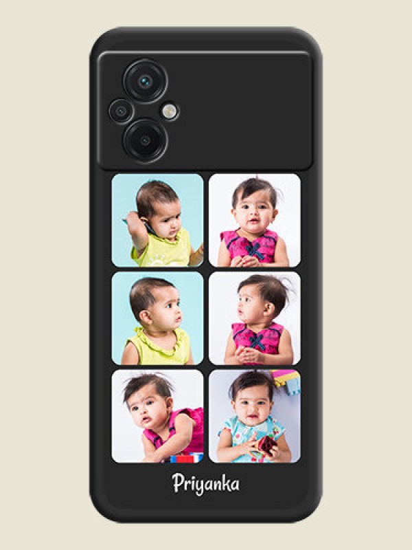 Custom Floral Art with 6 Image Holder on Photo on Space Black Soft Matte Mobile Case - Poco M5
