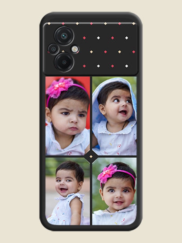 Custom Multicolor Dotted Pattern with 4 Image Holder on Space Black Custom Soft Matte Phone Cases - Poco M5