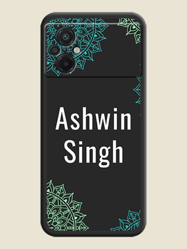 Custom Your Name with Floral Design on Space Black Custom Soft Matte Back Cover - Poco M5