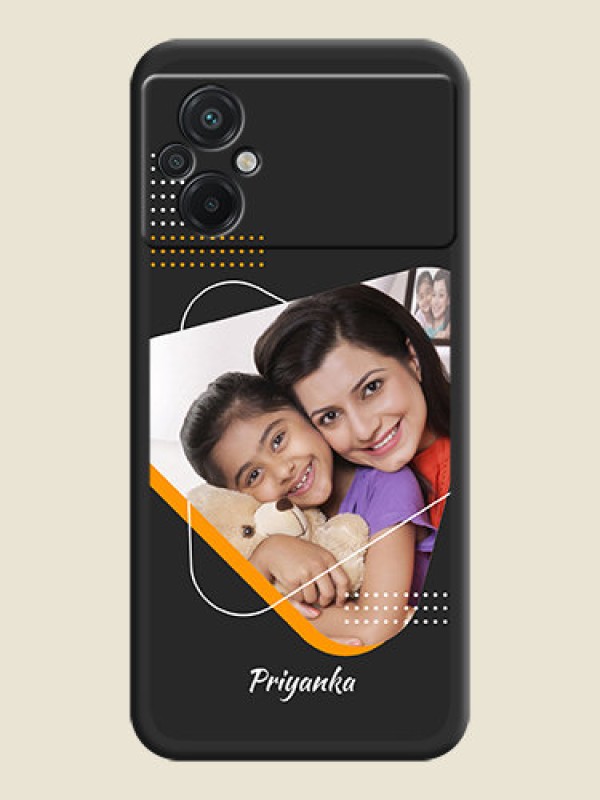 Custom Yellow Triangle on Photo on Space Black Soft Matte Phone Cover - Poco M5