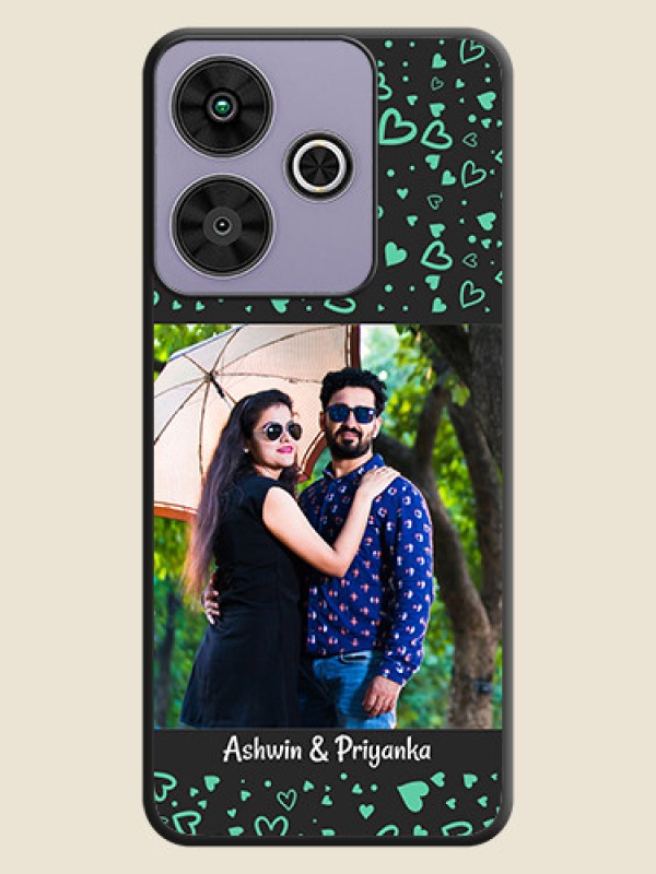 Custom Sea Green Indefinite Love Pattern on Photo On Space Black Custom Soft Matte Mobile Back Cover - Poco M6 Plus 5G