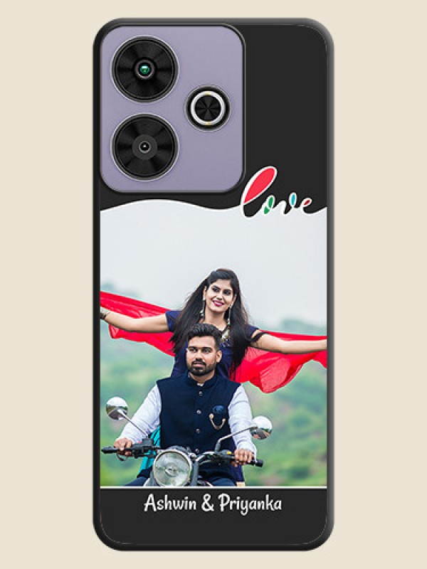 Custom Fall in Love Pattern with Picture on Photo On Space Black Custom Soft Matte Mobile Back Cover - Poco M6 Plus 5G