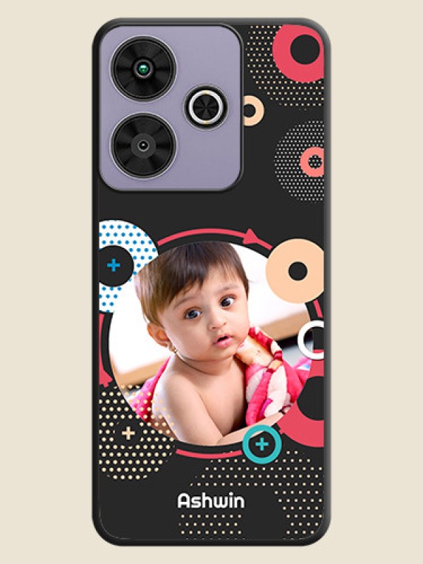 Custom Multicoloured Round Image On Space Black Custom Soft Matte Mobile Back Cover - Poco M6 Plus 5G