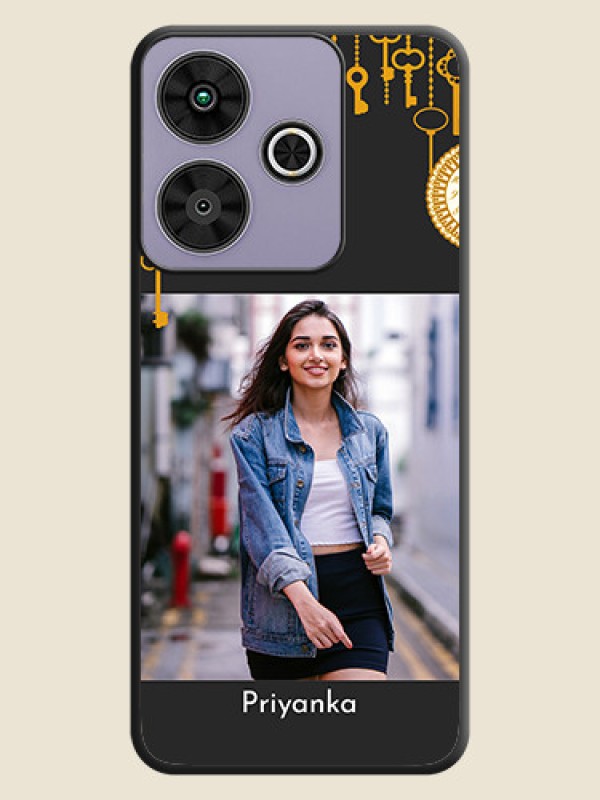 Custom Decorative Design with Text On Space Black Custom Soft Matte Mobile Back Cover - Poco M6 Plus 5G