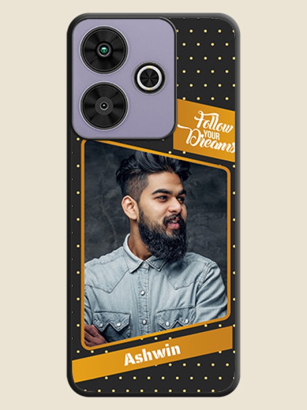 Custom Follow Your Dreams with White Dots On Space Black Custom Soft Matte Mobile Back Cover - Poco M6 Plus 5G