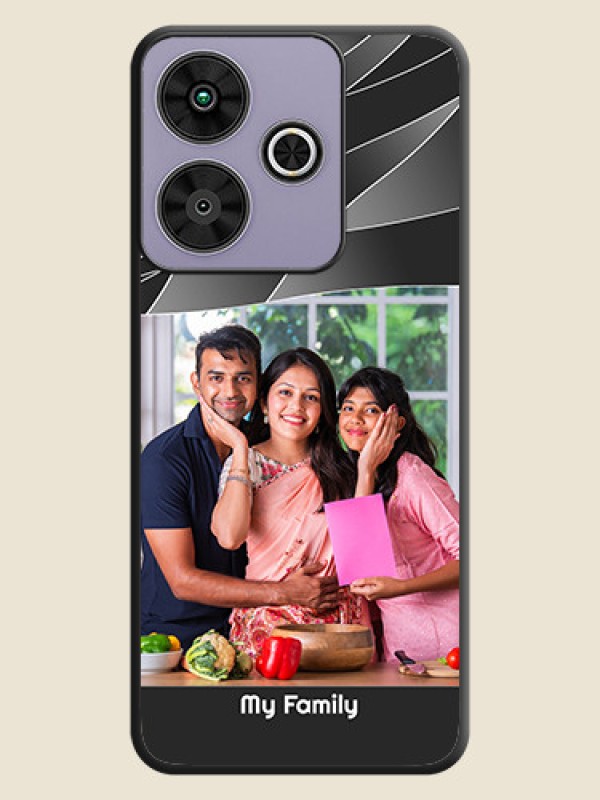 Custom Mixed Wave Lines on Photo On Space Black Custom Soft Matte Mobile Back Cover - Poco M6 Plus 5G