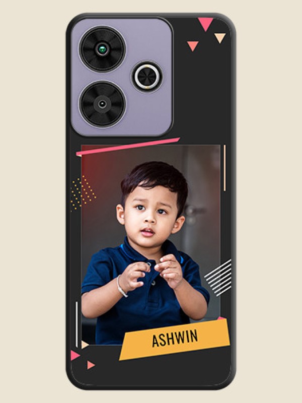 Custom Photo Frame with Triangle Small Dots on Photo On Space Black Custom Soft Matte Mobile Back Cover - Poco M6 Plus 5G