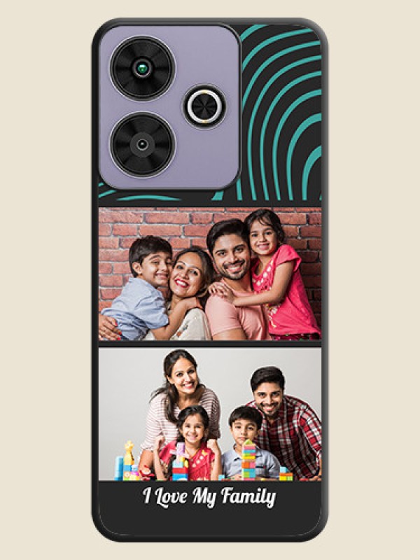 Custom Wave Pattern with 2 Image Holder On Space Black Custom Soft Matte Mobile Back Cover - Poco M6 Plus 5G