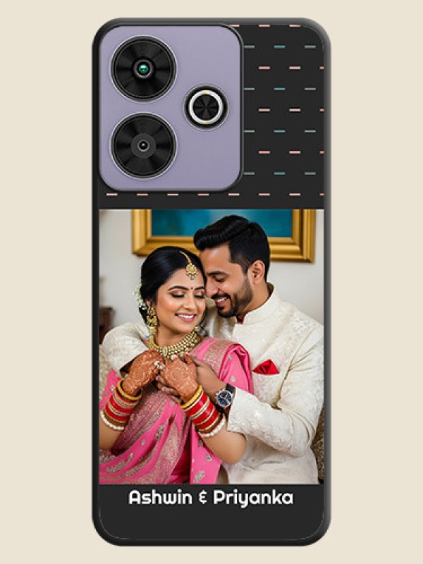 Custom Line Pattern Design with Text On Space Black Custom Soft Matte Mobile Back Cover - Poco M6 Plus 5G