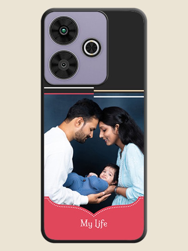 Custom Classic Plain Design with Name On Space Black Custom Soft Matte Mobile Back Cover - Poco M6 Plus 5G