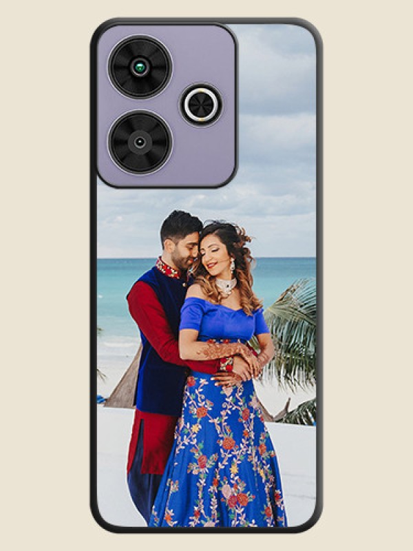 Custom Full Single Pic Upload On Space Black Custom Soft Matte Mobile Back Cover - Poco M6 Plus 5G