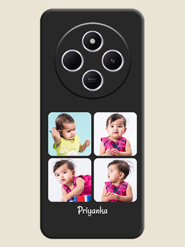 Custom Floral Art with 6 Image Holder on Photo On Space Black Custom Soft Matte Mobile Back Cover - Poco M7 5G